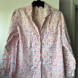 Victoria’s Secret Pajama Lounge Top Long Sleeve  Button Up Pink Beachy Size S/P